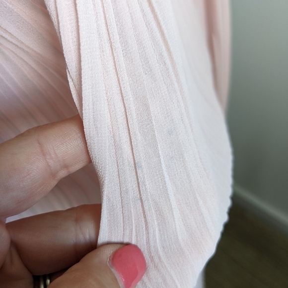 BLUSH Pink Romantic Micro Pleat Sheer Dress M Long sleeve - Picture 8 of 14